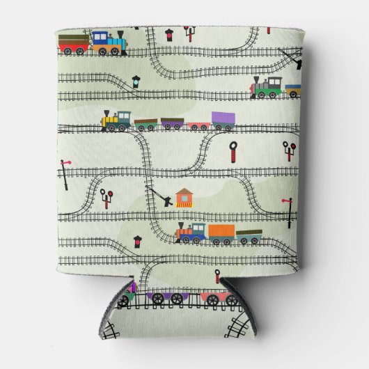 キッズ鉄道:シームレおもしろいームパターン 缶クーラー (正面)
