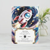 キッズ銀河系ロケット誕生日 招待状 (スタンド正面)