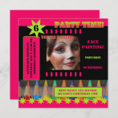 キッズ顔絵画の誕生日パーティーへの招待 招待状 (正面/裏面)