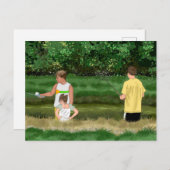 キッズ魚釣りアットザローカルポンドー ポストカード (正面/裏面)