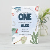 キッズ魚釣りテーマ誕生日招待状 招待状 (スタンド正面)