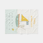 キッズ魚釣りベアーセイボートモノグラムベビーマイルストーン フリースブランケット (正面(横))