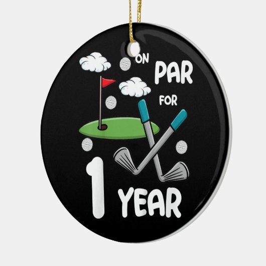 キッズ1歳おもしろい誕生日ゴルファー セラミックオーナメント (左)