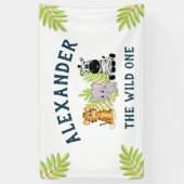 キッズ1歳の誕生日かわいいワイルドワンボーイ 横断幕 (縦)