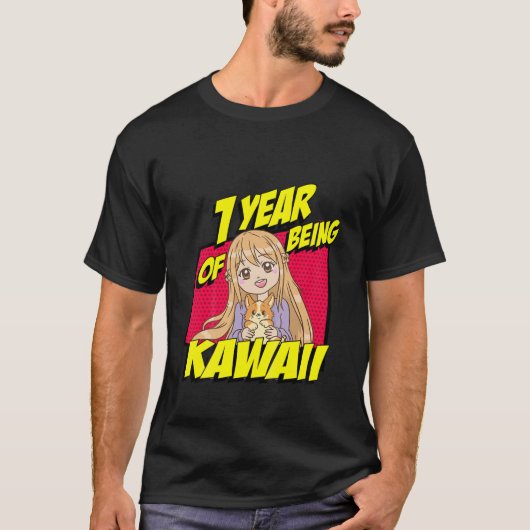 キッズ1歳の誕生日アニメガール1歳の河合 Tシャツ (正面)