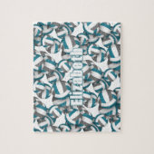 キッズ10代ティール(緑がかった色)グレーバレーボールチームカラー ジグソーパズル (縦)