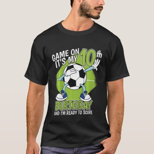 キッズ10歳サッカー選手ボーイ10誕生日S Tシャツ (正面)