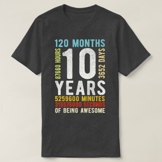 キッズ10誕生日10歳ヴィンテージレトロ120 Tシャツ (デザイン正面)