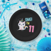 キッズ11歳の女の子誕生日衣装ユニコーン猫 ペーパープレート (パーティー)