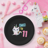 キッズ11歳の女の子誕生日衣装ユニコーン猫 ペーパープレート (パーティー)