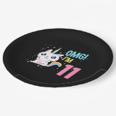 キッズ11歳の女の子誕生日衣装ユニコーン猫 ペーパープレート (アングル)