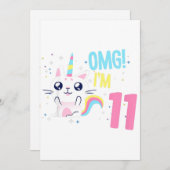 キッズ11歳少女誕生日衣装ギフトユニコーン 案内状 (正面/裏面)