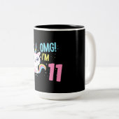 キッズ11歳少女誕生日衣装ユニコーンキャット ツートーンマグカップ (正面右)