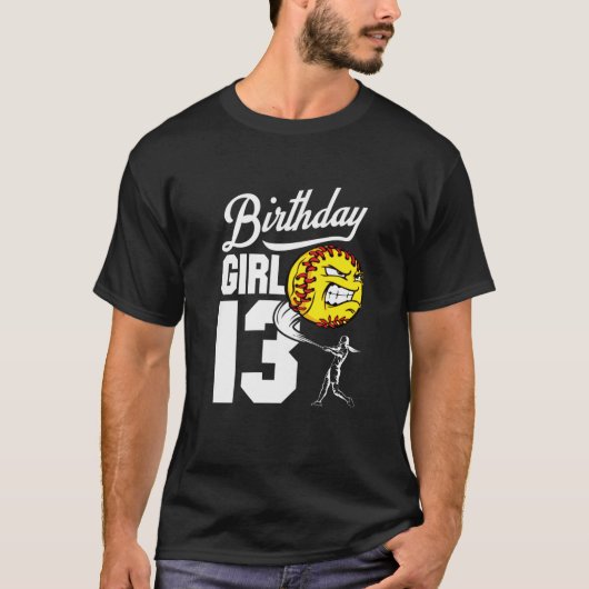 キッズ13歳ソフトボール誕生日パーティーテーマ13T Tシャツ (正面)
