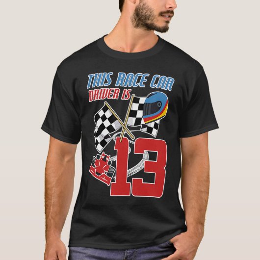 キッズ13歳レースカー誕生日13thレースP Tシャツ (正面)