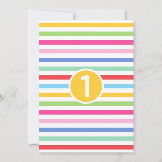 キッズ1st誕生日かわいい虹の写真ハート黄色 招待状 (裏面)