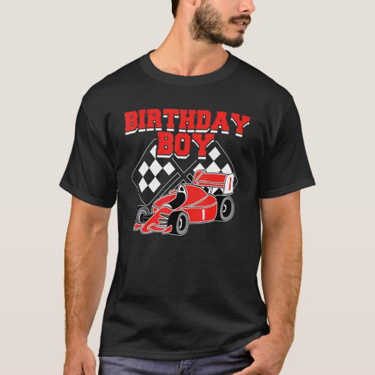 キッズ1st誕生日ボーイ1歳カーレース tシャツ (正面)