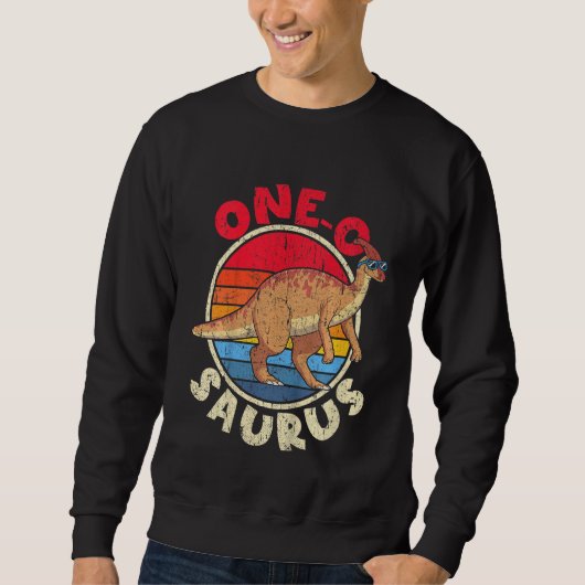キッズ1st誕生日ワンO Saurus I Parasaurolophus F スウェットシャツ (正面)