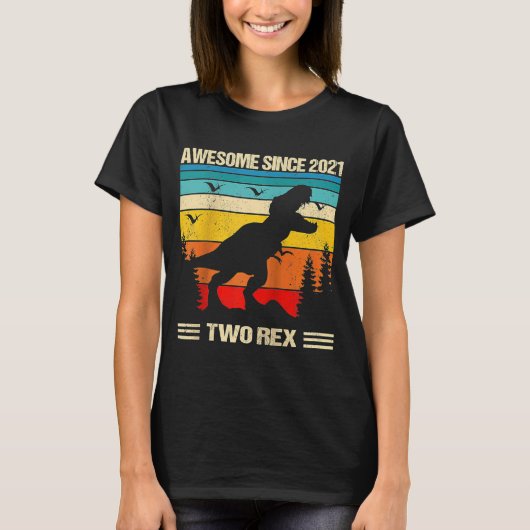 キッズ2レックス2nd誕生日20年の恐竜 tシャツ (正面)