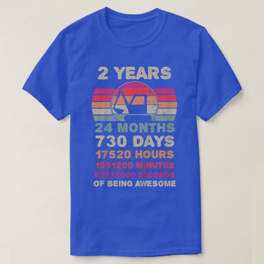 キッズ2歳エカヴェーター建築2歳の誕生日 Tシャツ (デザイン正面)