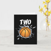 キッズ2歳バスケットボールバースデーパーティーテーマ2n カード (黄色い花)