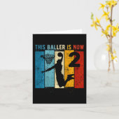 キッズ2歳バスケットボール2ndバースデーボーイ カード (黄色い花)