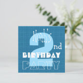 キッズ2歳誕生日2歳青白002 招待状 (スタンド正面)