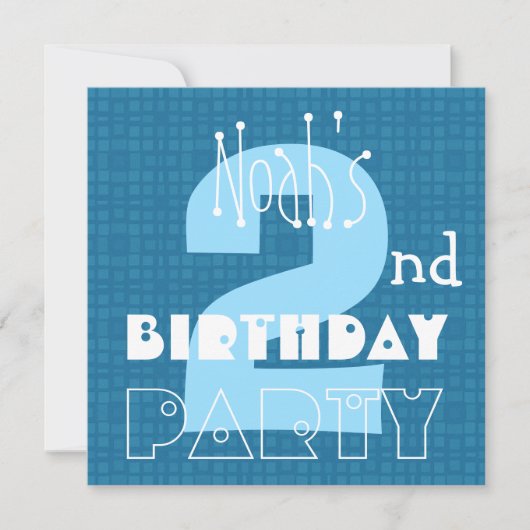 キッズ2歳誕生日2歳青白002 招待状 (正面)