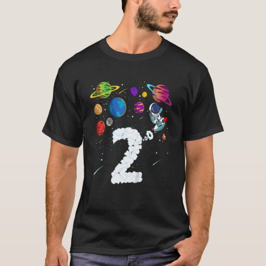 キッズ2歳2歳誕生日ボーイ宇宙飛行士2日 Tシャツ (正面)