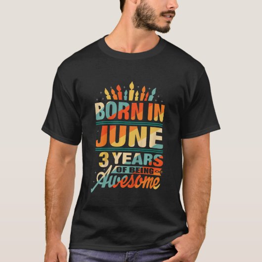 キッズ2019年6月3歳3歳バースデーキャンドルグラ Tシャツ (正面)
