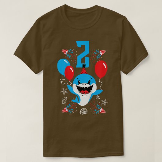 キッズ2nd誕生日シャーク2年よちよち歩きパーティーOu Tシャツ (デザイン正面)