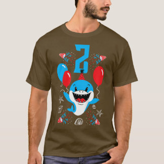 キッズ2nd誕生日シャーク2年よちよち歩きパーティーOu Tシャツ