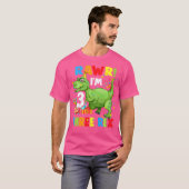 キッズ3レックス誕生日パーティー衣装恐竜3 Ye Tシャツ (正面フル)