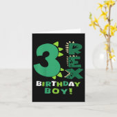 キッズ3レックス誕生日少年3歳の誕生日の恐竜 カード (黄色い花)