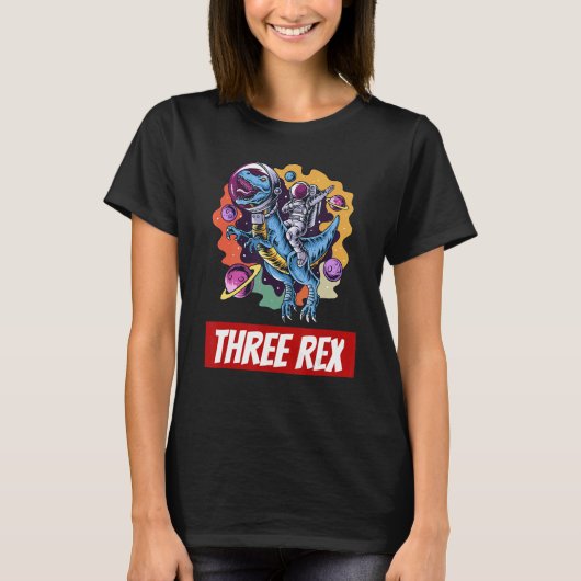 キッズ3レックス誕生日第3レックス恐竜3年 Tシャツ (正面)