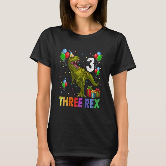 キッズ3レックス3位誕生日第三恐竜3年 Tシャツ (正面)