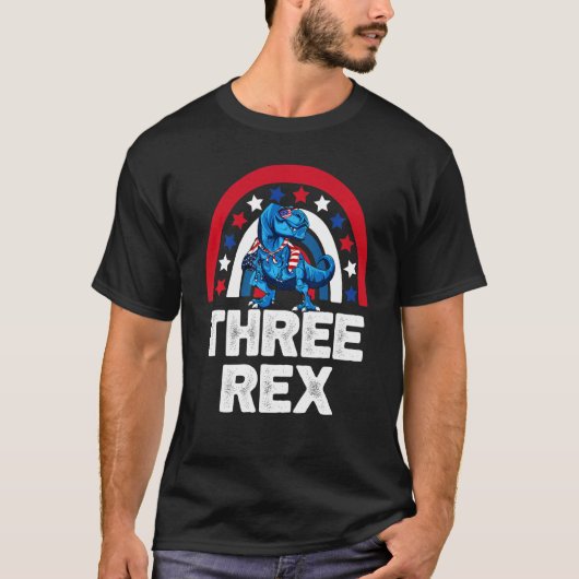 キッズ3レックス3歳の誕生日3歳のレックス恐竜 Tシャツ (正面)