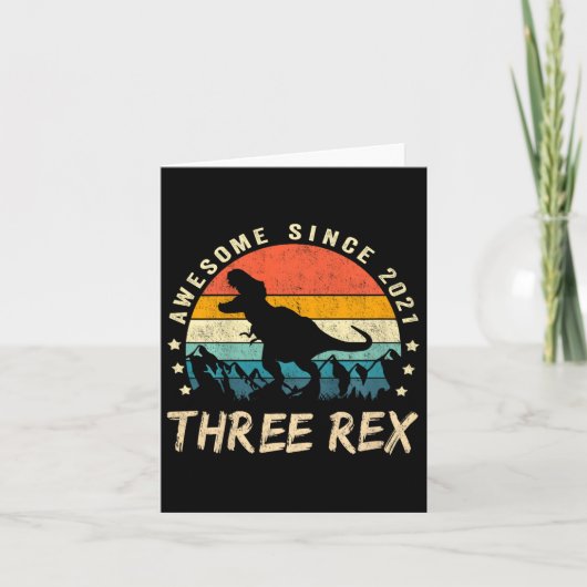 キッズ3レックス3歳の誕生日3番目の恐竜3年 カード (正面)