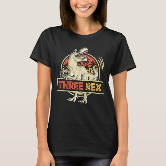 キッズ3レックス3歳の誕生日3番目の恐竜3年 Tシャツ (正面)