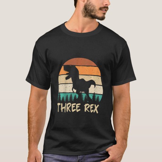 キッズ3レックス3歳の誕生日3番目の恐竜3年 Tシャツ (正面)