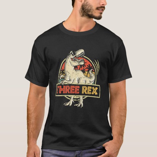 キッズ3レックス3歳の誕生日3番目の恐竜3年 Tシャツ (正面)