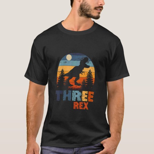 キッズ3レックス3歳の誕生日3番目の恐竜3年 Tシャツ (正面)