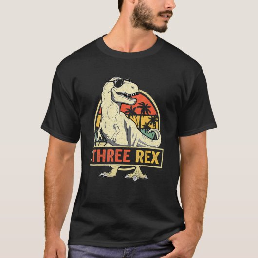キッズ3レックス3歳の誕生日3番目の恐竜3年 Tシャツ (正面)