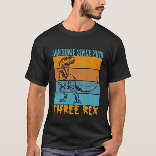 キッズ3レックス3歳、3歳の誕生日、3歳 Tシャツ (正面)