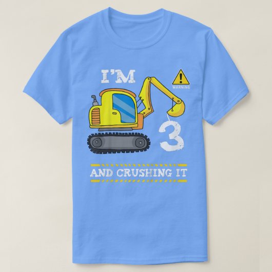 キッズ3年古い掘削機3rd誕生日ボーイコンストル tシャツ (デザイン正面)