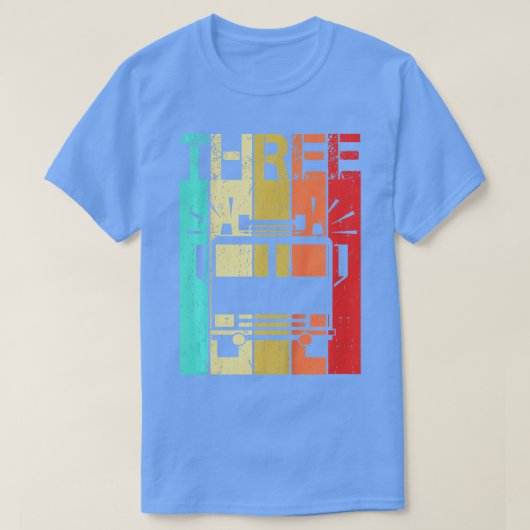 キッズ3年古い消防車誕生日第3バット Tシャツ (デザイン正面)