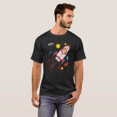 キッズ3年旧宇宙船ロケット誕生日アストロナウ Tシャツ (正面フル)