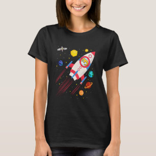 キッズ3年旧宇宙船ロケット誕生日アストロナウ Tシャツ