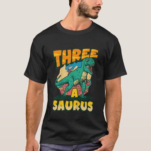 キッズ3日曜日三年老恐竜レックス3アイ Tシャツ (正面)