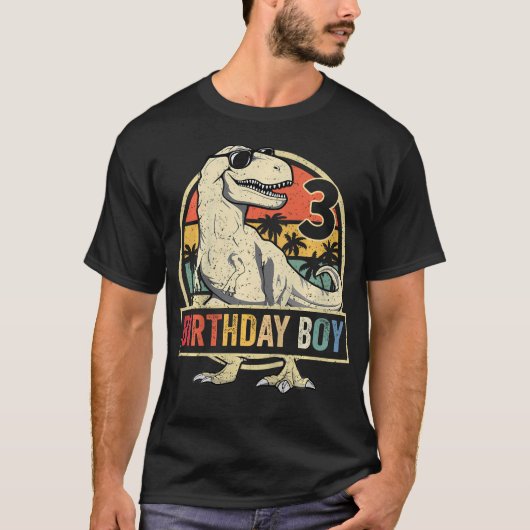 キッズ3歳のシャツ3rd誕生日ボーイTレックスディノス Tシャツ (正面)